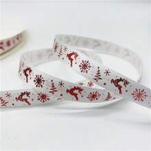 5yards 10mm Christmas Ribbon Printed Christmas Polyester Ribbon For Handmade Design Christmas Decoration Gift Packing