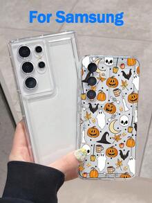 1 pieza Funda de teléfono con amortiguación acolchada de TPU con gráfico único y de moda de fantasma y calabaza de Halloween compatible con la serie 15, 16 Pro Max/16/16 Pro/16 Plus, 11/12/13/14 Pro Max, 11 Pro/11 Pro Max, 12 Pro/12 Pro Max, 13 Pro/13 Pro Max, 14 Pro/14 Pro Max, Funda de teléfono creativa y elegante para la serie Apple 17