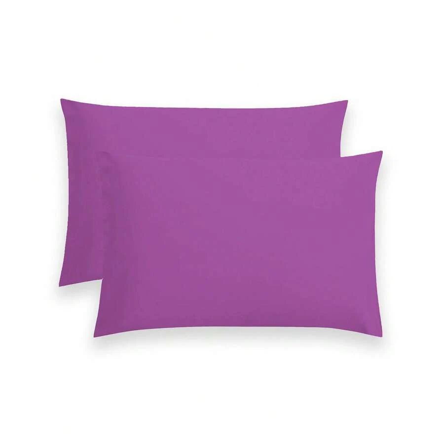 Juego de 2 Fundas de Almohada de Color Sólido con Cierre de Cremallera - Gran Variedad de Colores - Microfibra UltraSuave, Ultra-Fina, Transpirables, Ligeras, Resistentes a las Arrugas y a la Decoloración (Sin Relleno). - Morado - Ver 1