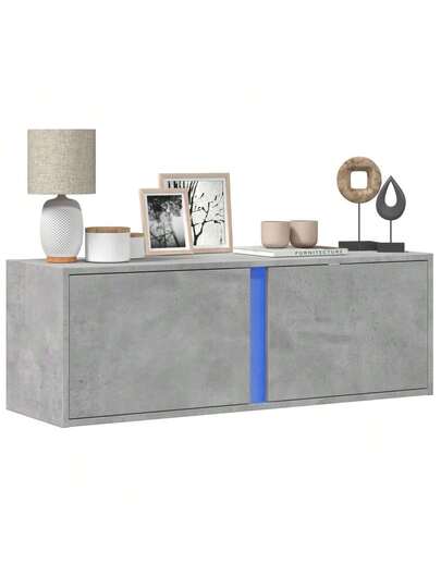 VidaXL TV Wand Unit LED Lighting 100x31x35 Cm Concrete Grijs