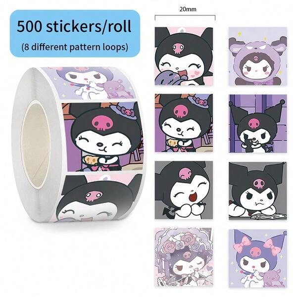 Sanrio 500 adesivos Kuromi - Adesivos de personagens fofos, perfeitos para caderno, capa de celular e decoração DIY