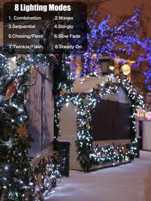 1pc Solar String Lights Outdoor Light Strings Waterproof 22M/12M/7M/5M ,20/50/100/200LED Solar Powered String Light With 8 Lighting Modes For Garden Patio Yard Fence Christmas Tree Decoration With Fairy Lights Ambience Warm White/Multicolor/White For Outside Tree , Courtyard,Wedding, Gazebo,Party, Home, Lawn, Camping And Holiday Decor Garden Lights
