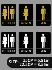 1pc Acrylic 3D Restroom Sign, Barrier-Free Washroom Text Directional Signage, Men/Women Bathroom Indicator Plaque