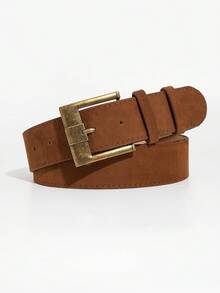 1 buah Sabuk Pinggang Kasual Wanita Bahan Suede Motif Bunga Ukir Gaya Barat Warna Kopi, Musim Gugur/Dingin - Unta - View 9