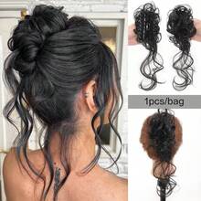 1pc/2pcs Synthetic Messy Updo Hair Bun Chignon Scrunchies Fake Hair Band Braid Elastic Hairpiece Tail For Women Synthetic Curly Ponytail - Multicolor - View 22