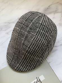 男士贝雷帽秋冬毛呢贝雷帽男士复古人字格纹前卫帽子休闲英伦风棒球帽个性男士帽子时尚百搭适合搭配男士西装衬衫休闲服饰 - 彩色 - 查看 5