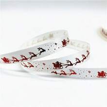5yards 10mm Christmas Ribbon Printed Christmas Polyester Ribbon For Handmade Design Christmas Decoration Gift Packing
