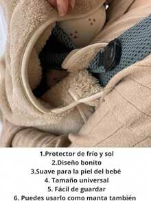 1 buc Pătură rezistentă la vânt pentru bebeluși, dimensiune îmbunătățită, culoare cafea, îngroșată, curea pentru bebeluși, cărucior, husă rezistentă la vânt, pelerină caldă, husă portabilă, husă pentru talie, bancă, pătură pentru bebeluși, pătură multifuncțională 3 în 1, pliabilă și lavabilă pentru transport convenabil, cadouri esențiale de sărbători