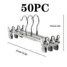 50 pezzi Grucce per pantaloni in acciaio inossidabile con fermagli regolabili, inodore e facili da usare, rastrelliera in metallo per asciugatura, gruccia per pantaloni rivestita in plastica, portapantaloni invisibile per uso domestico con fermaglio per biancheria intima, gruccia per pantaloni, abiti, sciarpe e gancio antiscivolo resistente, adatto per bagno, camera da letto, armadio, dormitorio