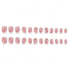 Instantly Upgrade Your Look With 24pcs Short Square Rhinestone Decor Press On Nails Full Cover Fake Nails Set With Glue For DIY Manicure Nail Art Supplies Home Salon Use Nails     Press On Nails Handmade Press On Nails - 彩色 - 查看 6