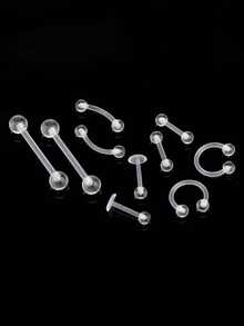 10 قطع من حلقات الاختراق الشفافة من البيوفليكس لأنف وبطن وحاجز الأنف والحاجب والشفة والغضروف والأذن الخرطومية، حلقات اختراق بلاستيكية للعمل والمدرسة