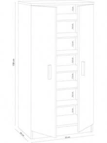 Zapatero Habitdesign con dos puertas, mueble auxiliar, modelo básico, acabado en roble canadiense, dimensiones: 55 cm (ancho) x 108 cm (alto) x 36 cm (fondo)