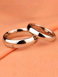 2 piezas Anillos curvos minimalistas de acero inoxidable de 4/6 mm, anillos de pareja unisex - Anillos de boda - Ver 21