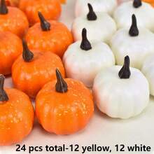 12pcs/24pcs/Realistic Pumpkin Decor Accents - 50pcs Artificial Maple Leaves, Suitable For Halloween, Thanksgiving And Autumn Celebrations - Multipurpose Home And Party Decorations, Halloween Decor, Home Decor, Office Desk Ornaments