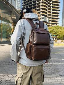 Business, Fashion, Casual, Autumn/Winter, New, Punk, Versatile, Minimalist, Retro, Daily Commute, Work, Business Trip, Outfit, Sports, School, Motorcycle, Riding, Party, Date, Travel, Vacation, Hiking, Camping, PU, Soft Leather, Backpack