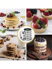 2 piezas Molde de acero inoxidable con forma de doble cuerno para hornear pasteles, galletas, huevos, hamburguesas - Plateado - Ver 3