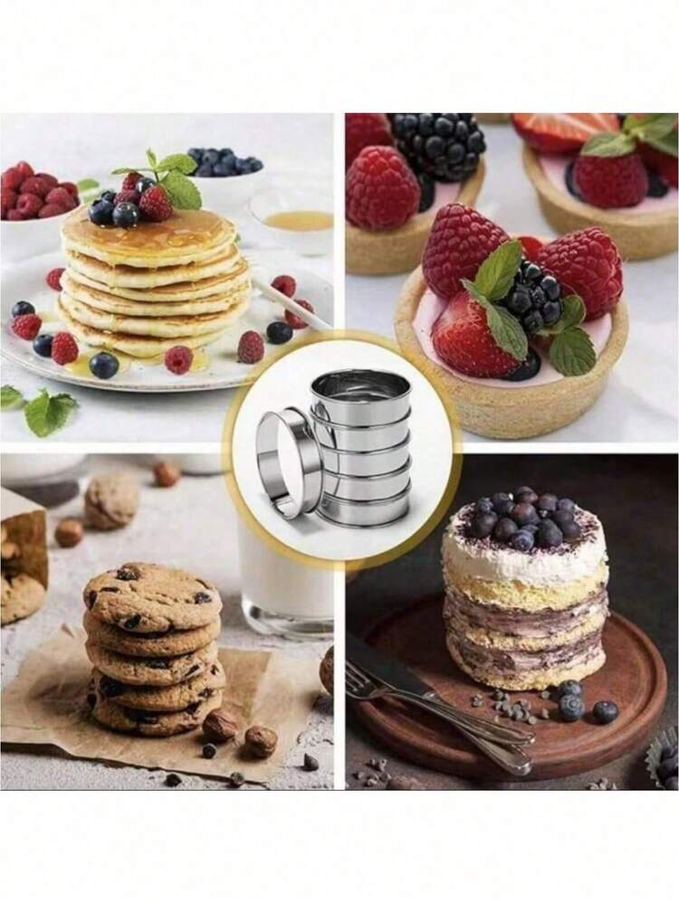 2pcs Stainless Steel Double Horn Shaped Cake, Cookie, Egg, Burger Baking Mold - Silver - View 3