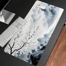 1pc Large Landscape & Floral Pattern Gaming Mouse Pad, Suitable For Keyboard And Mouse, With Non-Slip Base And Stitched Edges, For Gaming And Office Computer, Protective Mat, Great Gift Choice. - Multicolor - View 5