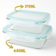 Kit 02 Glass Jars With Airtight Lid 370 + 640 ML - Lunch Box - Random - View 2