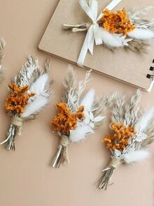 12 Pcs Boho Dried Flower Bouquet Mini Wedding Handmade Dry Flowers Decor For Vase Crafts DIY Photo Boutonniere For Men Floral Plant For Bridesmaid Gift Birthday Decor And Autumn Decor Items