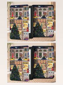 Christmas Eve Street Market Pattern Tablet Case, Compatible With IPad 9.7/10.2/10.5/10.9/12.9/Pro 11, 10th Generation, Compatible With Samsung Galaxy Tab S6 Lite 10.4-Inch, Compatible With Kindle Paperwhite 12th Gen 2024, Kindle (11th Generation) 2022 Version, Soft And Drop Resistant, Intelligent Standing/Automatic Wake-Up/Sleep, Christmas/Christmas Gifts/Holiday Gifts
