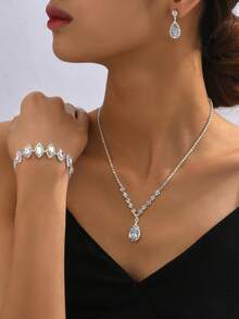 Fashion Colorful Jewelry Set, Cubic Zirconia Necklace & Earrings - 463+600AB Color Suit - View 6