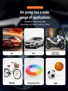 1pc 150 PSI Portable Air Compressor For Car Tires, Fast Inflation, Large Capacity Rechargeable Battery, Digital Pressure Gauge With LED Light, Convenient To Use, Longer Lifespan, Wireless Car Air Inflator With 5 Accessories, Suitable For Cars, Bicycles, Motorcycles And Sports Balls