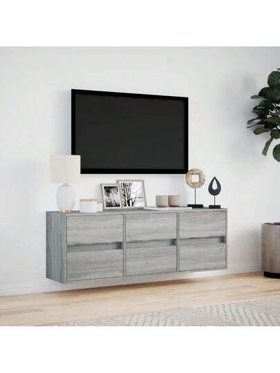 VidaXL TV Wand Unit LED Lighting 130x31x45 Cm Grijs Sonoma view 4
