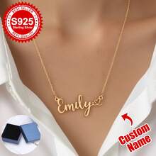 1pc S925 Sterling Silver Custom Name Necklace - Personalized Jewelry With Cursive/Script Fonts - Ideal Gift For Girlfriends, Besties & Self - Perfect For Birthdays, Anniversaries & Daily Chic Outfits
