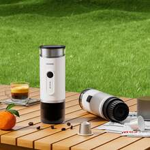 KONMO Máquina de espresso portátil KONMO, calentamiento inalámbrico para extracción en caliente y frío, uso dual de cápsulas de café en polvo