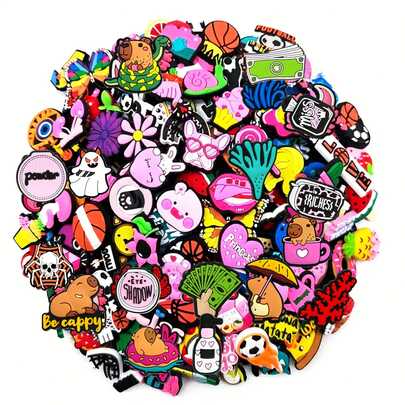 10/30/50/100 buc. asortate varietăți serie de brelocuri pentru pantofi, pentru decorarea pantofilor DIY, calitate premium, brelocuri populare, accesorii, sandale cu bule, decorațiuni pentru pantofi din PVC, accesorii pentru genți de plajă, cadou excelent pentru adolescenți, bărbați, femei și adulți.