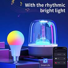 Bombilla LED inteligente, bombilla regulable y de color cambiante con control remoto Bluetooth WiFi, compatible con Alexa, control de voz, temporizador inteligente, ajuste de multicolor, lámpara de ritmo de música ambiental - CA 85 V-265 V - Ver 7