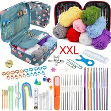 完整的钩针套件，包括符合人体工程学的钩针套装、纱线和配件 - 适合初学者和编织爱好者，全季节纱线工艺套装（所有产品颜色/包装随机）