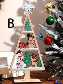 1pc Creative Wooden Craft Christmas Decoration, DIY Christmas Tree Home Decor, Elegant Ornament Suitable For Christmas Christmas Decorations Room Decor