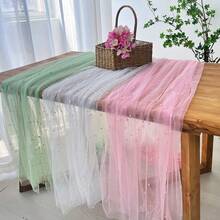 Nappe en dentelle de perles roses, décoration de table de mariage, voile de dentelle blanche transparente pour dessert, arche, décoration de douche de bébé, nappe décorative pour fête d'anniversaire, mariage