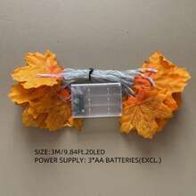 1 dây đèn hình lá phong với 10/20/30 đèn LED, 2/3/4.5ma dùng trang trí Halloween cho phòng, trang trí sân vườn Halloween làm quà tặng, trang trí ngày lễ, trang trí lễ hội - Màu vàng - Xem 8