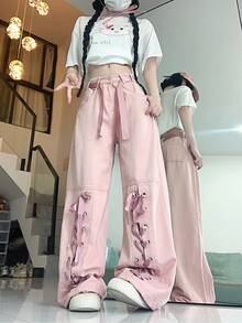 Women Pants - 粉色 - 查看 5