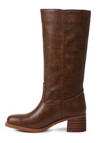 Knee High Boots For Woman Square Toe Fall Wide Calf Pull On Chunky Block Heeled Boots Riding Boots Knight Women's Boots Autumn Casual Comfortable Block Heels For Women - Nâu yên ngựa - Xem 2