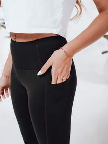 3 Pack, Women's High Waist Athletic Leggings With Side Pockets, Stretch Nylon And Spandex Training Pants, Slim Fit Shaping Fitness Leggings, Comfortable Activewear For Sports, Running, Yoga And Everyday Wear - Black - View 4