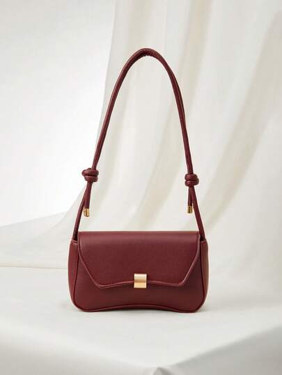 Bolso de hombro minimalista de mujer de unicolor retro tipo baguette, regalo de Navidad de invierno