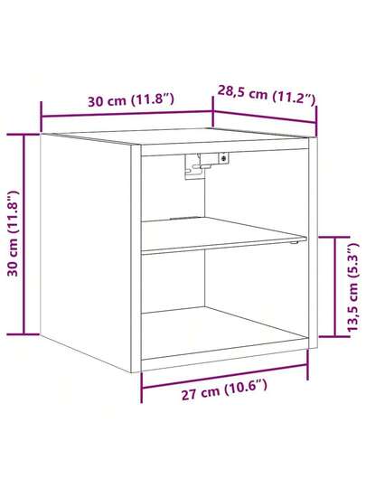 VidaXL TV Wand Unit LED Lighting 30x28.5x30 Cm Old Wood view 2