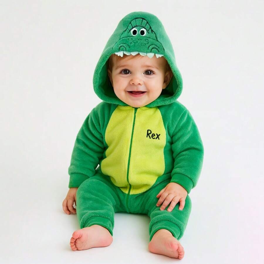 Disney Footless Romper With Embroidered Hat - Dark Green - View 1