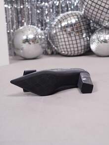 Women's Plus Size Fashion Green Pointed Toe Decor Solid Color Comfortable Chunky High Heel Shoes, Autumn/Winter