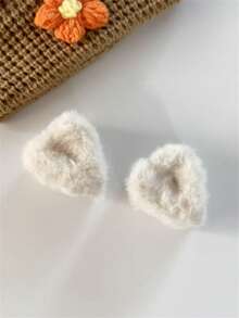 2件/8件秋冬可爱蓬松黑色、驼色、豹纹猫耳三角毛绒发夹刘海发饰适合日常佩戴优雅波西米亚风格时尚爪夹 - 彩色 - 查看 9