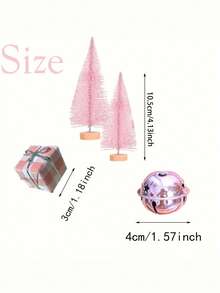 18 Stücke Mini rosa Weihnachtsbäume mit Holzsockel & Sternenglocken - Künstliche Tischdekoration für Feierlichkeiten, Heimwerken und festliche Geschenke, Weihnachtsdekoration, perfekt für Geburtstage, Hochzeiten, Weihnachtsdekorationen, Geschenke