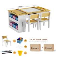 Children's Table With 2 Chairs Children's Table With Storage Space Children's Table And Chair Set Wooden Painting Table Desk With Storage Box Children's Seating Group For Children's Room Yellow