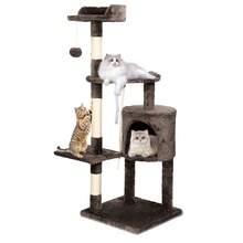 U'King 95Cm/112Cm Cat Tree, Small And Medium Cat Condos, Cat Climbing Tower With Grab Posts, Platforms,  Pompom And Sisal Rope Beige/Brown/Gray For Cat Fun, Relaxation, And Paw Care - Brown - View 3