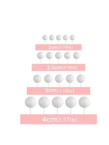 50/66/108/120顆彩色泡棉球蛋糕裝飾球烘焙裝飾球 婚禮週年慶 生日 聖誕節 萬聖節 感恩節禮物 婚禮週年慶派對 DIY蛋糕裝飾用品 - 白色 - 查看 7