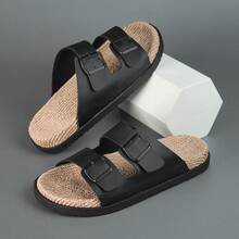 DISARCON New Summer Men's Sandals, High-End/Fashion/Versatile/Business/Plus Size Men's Shoes, Metal Double Buckle Design, Adjustable Classic Retro Slide Sandals, Suitable For Outdoor Leisure And Vacation, Non-Slip/Breathable/Durable/Beach Slippers, Indoor And Outdoor Bathroom Home Slippers For All Seasons