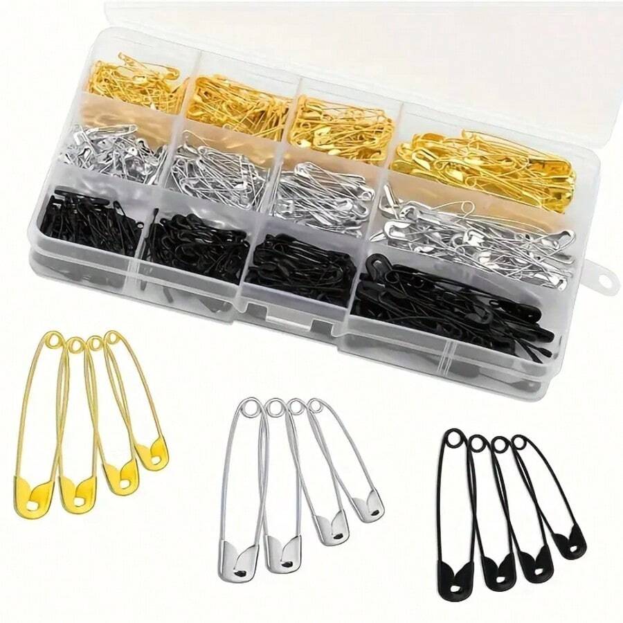 540個裝綜合安全別針-適用於衣物、手工藝、縫紉、裁縫、珠寶、萬聖節、給母親、父親、畢業、老師的禮物 - 彩色 - 查看 1